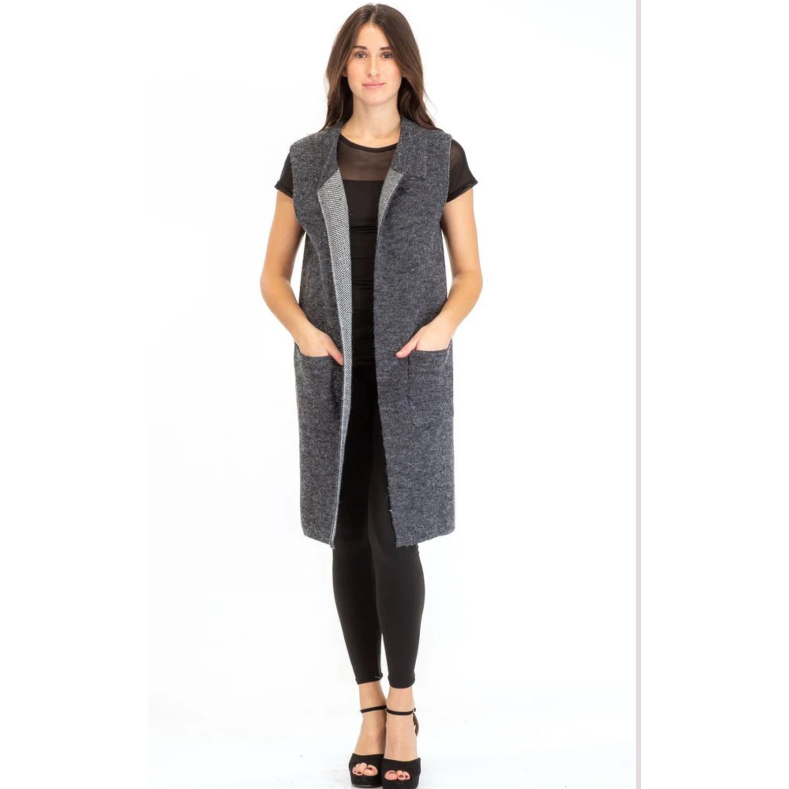 Baciano Women’s Charcoal Jocelyn Cardigan Vest Size Xl